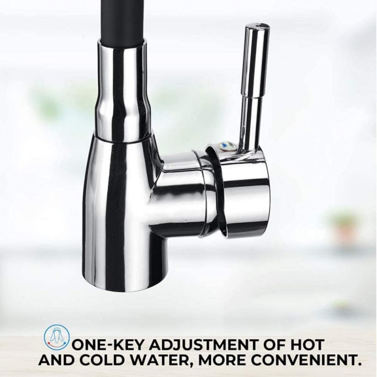Premium Flexible Kitchen Faucet – Sleek Black & Chrome Design