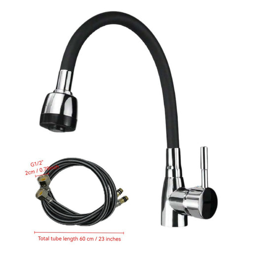 Premium Flexible Kitchen Faucet – Sleek Black & Chrome Design